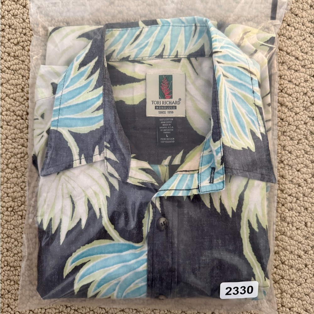 TORI RICHARD Aloha Hawaiian Tropical Collared Shirt Men L Large - Picture 5 of 5